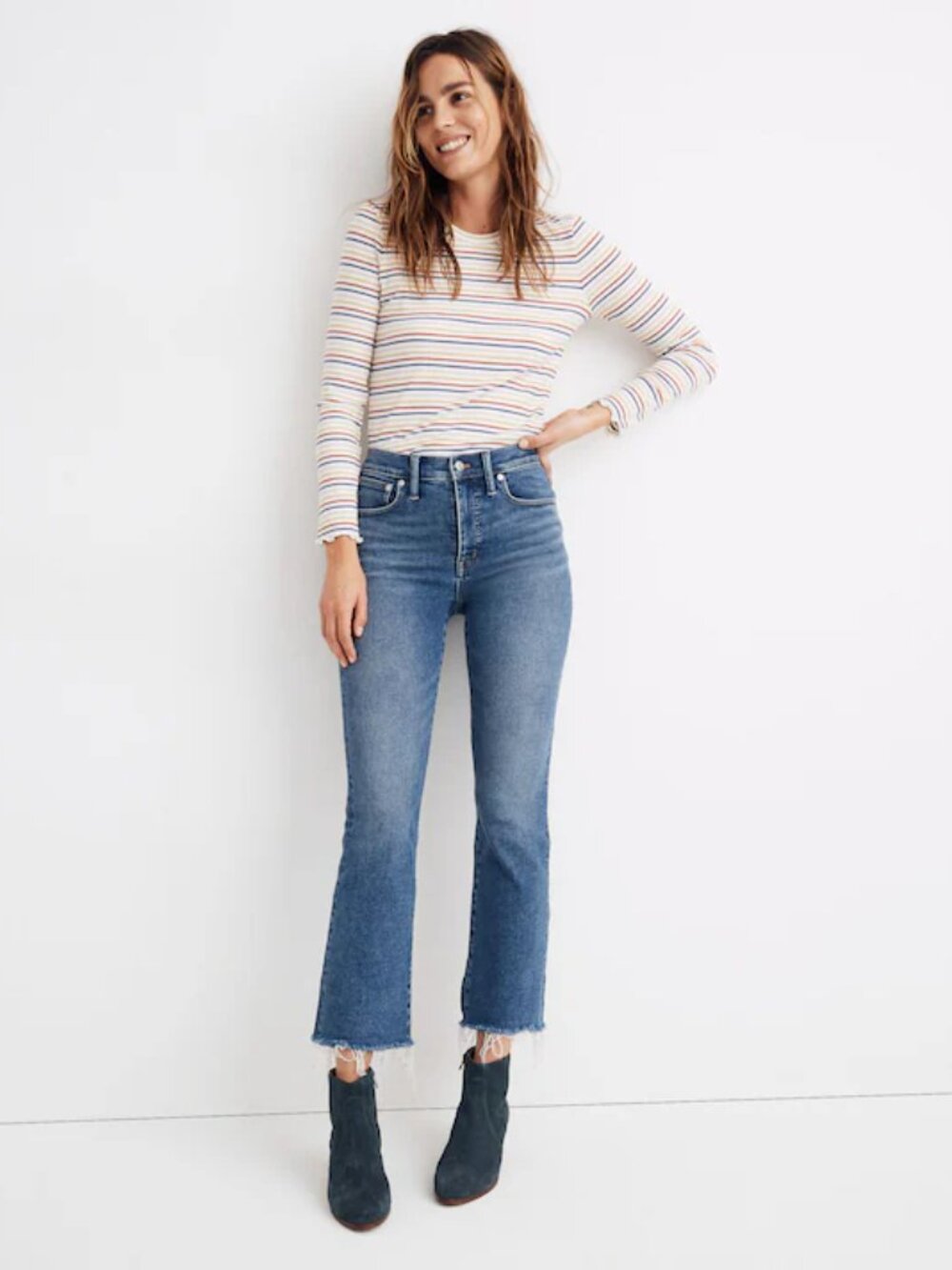 Madewell Light Blue Straight-Leg Jeans with Frayed Hem